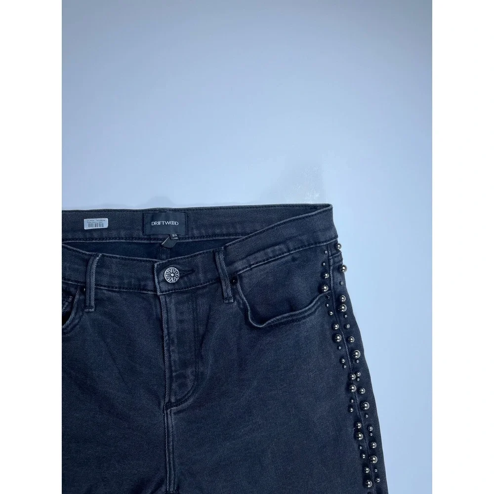 Driftwood Jackie Dressy Studded Skinny Jeans for Summer Black Frayed Hem W29 L28